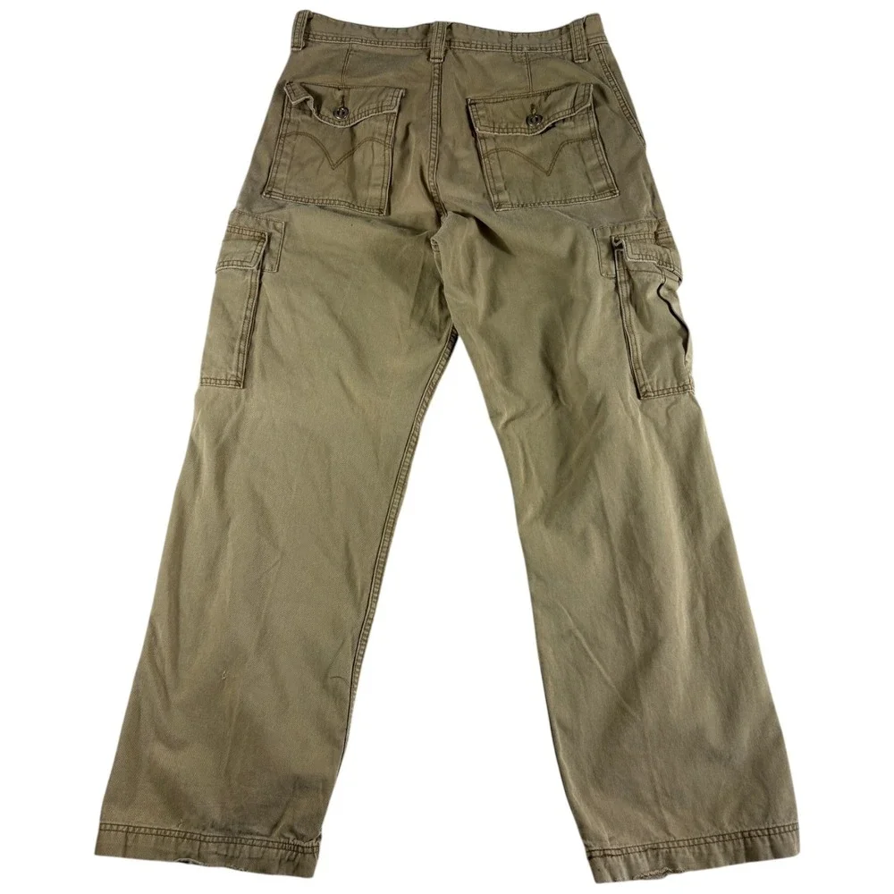 Vintage Levi's Authentic Loose Straight Cargo Pants Mens 33x32 Brown Flap Pocket